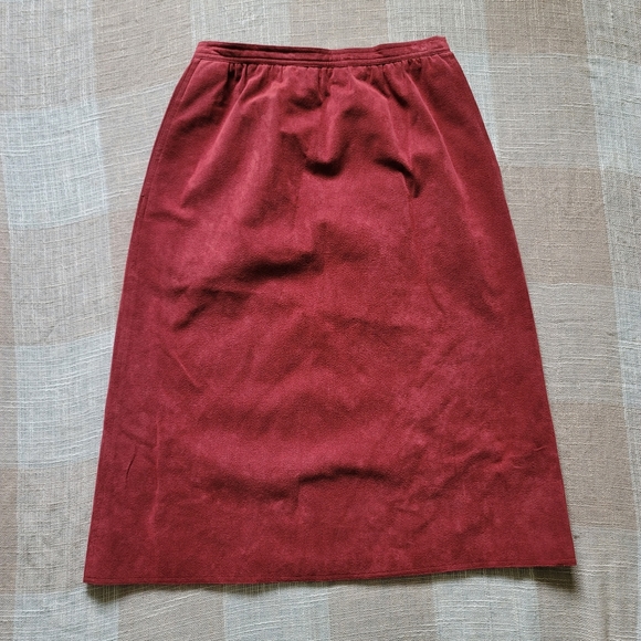 Vintage Dresses & Skirts - True Vintage Western Mobwife Coastal Cowgirl Poetcore Red Leather Midi Skirt